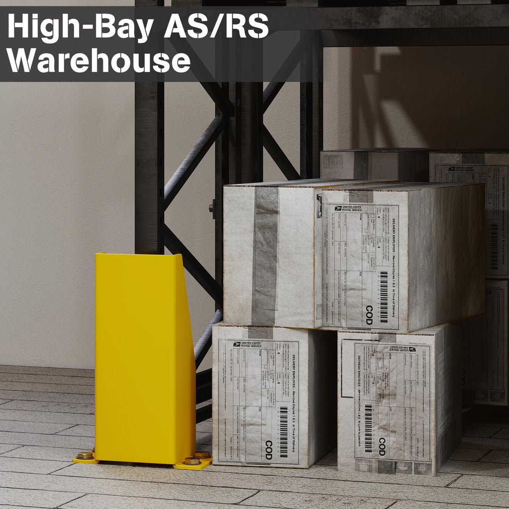 Nisorpa Pallet Rack Post Protectors, 12" Pallet Racking Guards with Hardware U Shape Safety Yellow Pallet Edge Protectors Set of 2