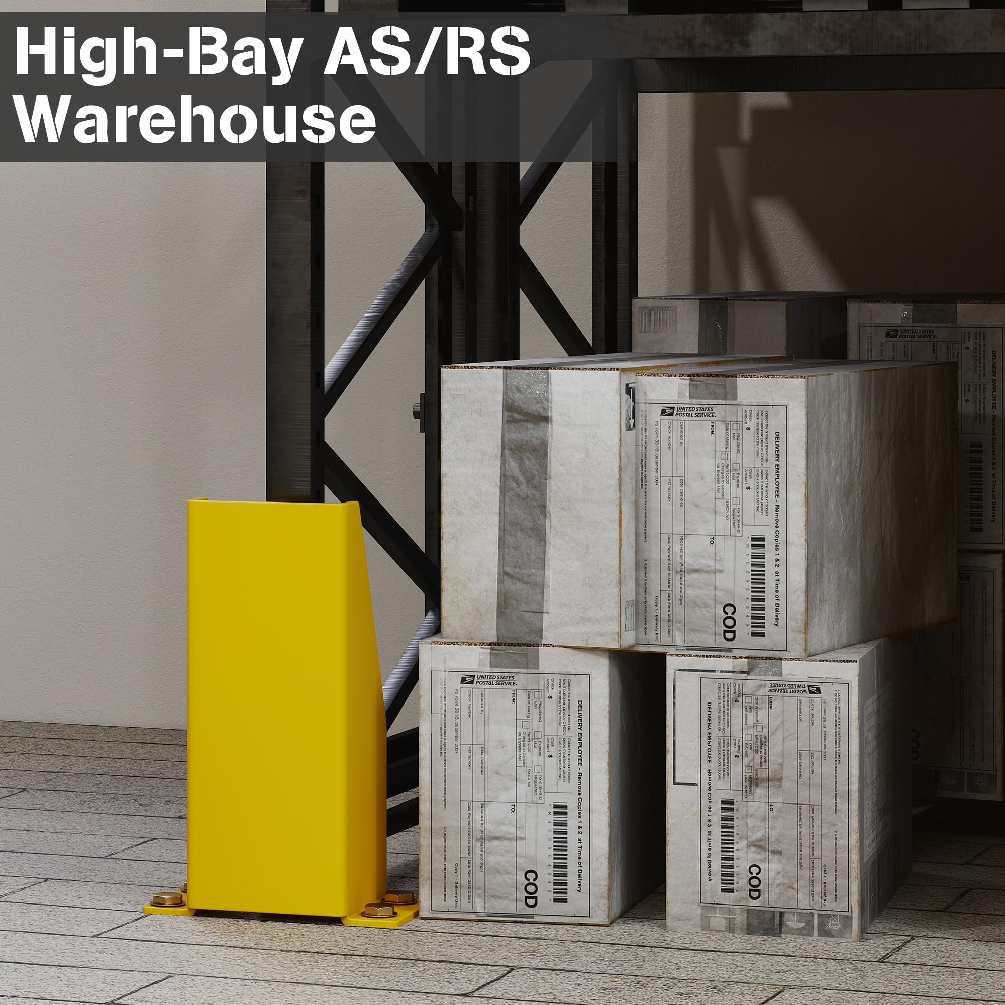 Nisorpa Pallet Rack Post Protectors, 12" Pallet Racking Guards with Hardware U Shape Safety Yellow Pallet Edge Protectors Set of 2