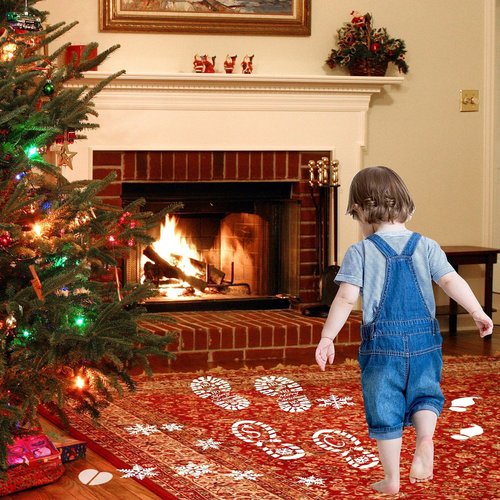 FOIMAS Christmas Santa Footprint Stencil Set - 9 Large Snowflake Templates for Festive Floor Decor