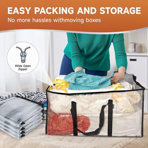 CONGREGATE Extra Large Moving Bags - 97L Heavy Duty Totes with Reinforced Handles & Metal Zippers | 8 Pack, Foldable Storage Boxes