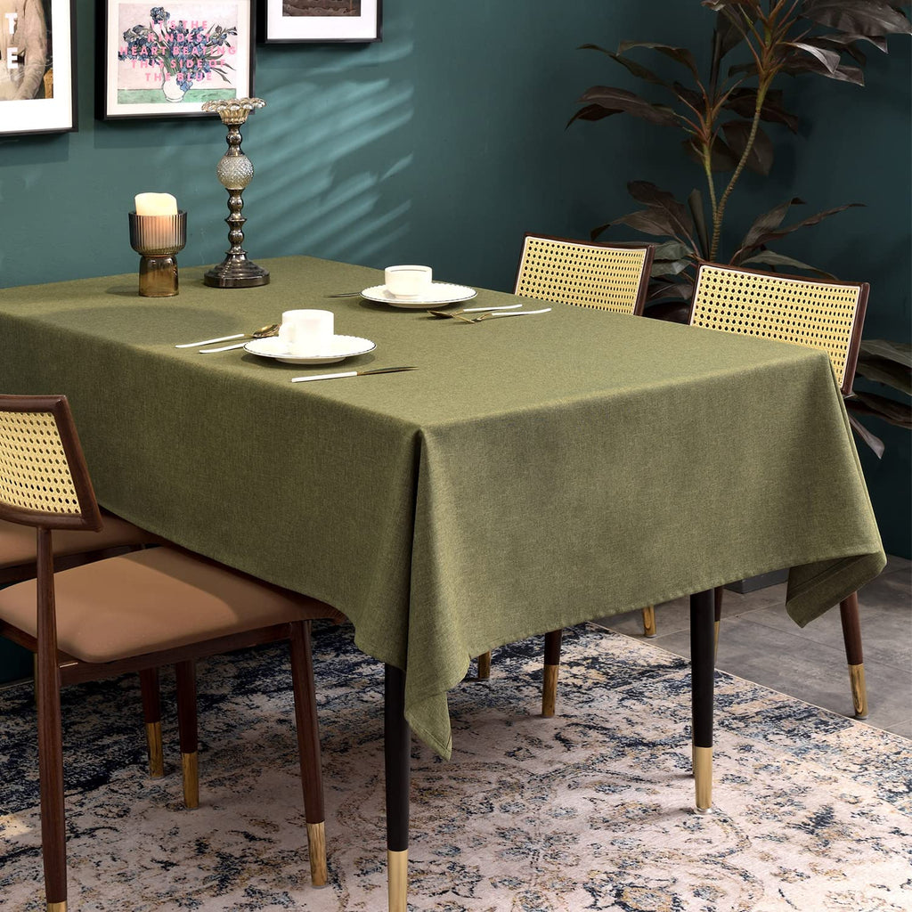 BALCONY & FALCON Extra-Large Table Cloth for 8ft Rectangle Tables – Waterproof & Crease-Proof Farmhouse Tablecloth for Banquet, Wedding, Baby Shower，Christmas Holiday Party (Olive, 91" x 156")