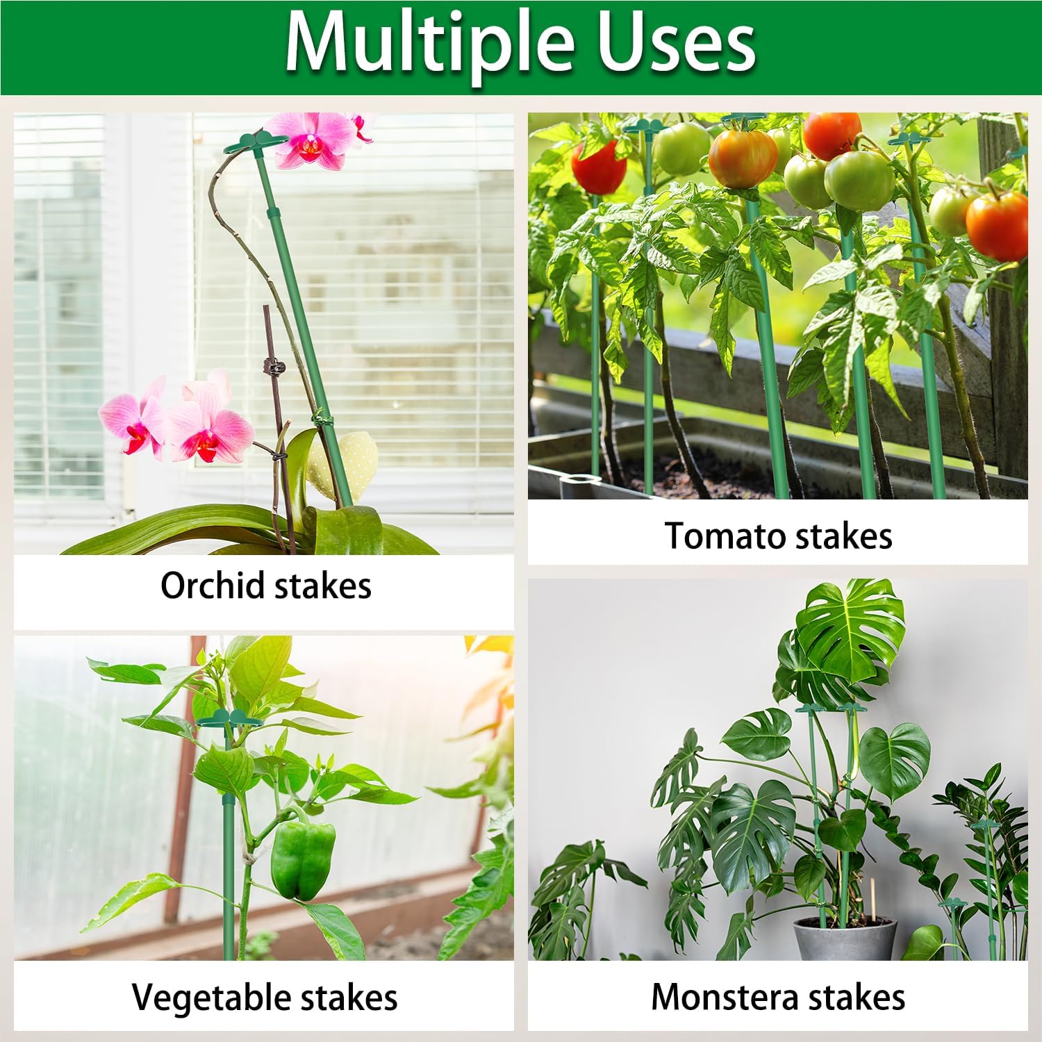 Skiennix Extendable Plant Stakes - Scalable Support from 17.9" to 42.3" | 5-Pack for Indoor/Outdoor Use