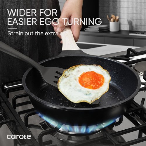 CAROTE Kitchen Utensil Set | 10-Piece Heat Resistant Silicone for Nonstick Cookware - Dark Grey