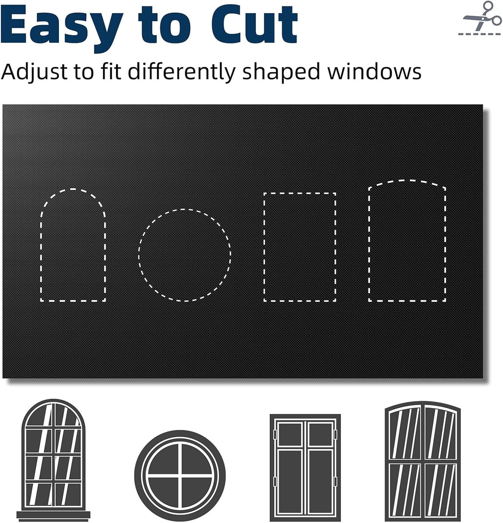 NIGHTON Portable Blackout Curtains - 100% Light Blocking, Adhesive Hook & Loop, 40" x 59", Black
