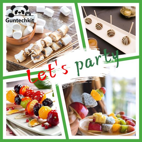300PCS 𝗕𝗮𝗺𝗯𝗼𝗼 𝗦𝗸𝗲𝘄𝗲𝗿𝘀 6 inch, Sturdy Smooth Wooden Skewers 6 inch for Kabob Meat, Desserts, Fruit, Appetiser, Home/Outdoor or BBQ Restaurant