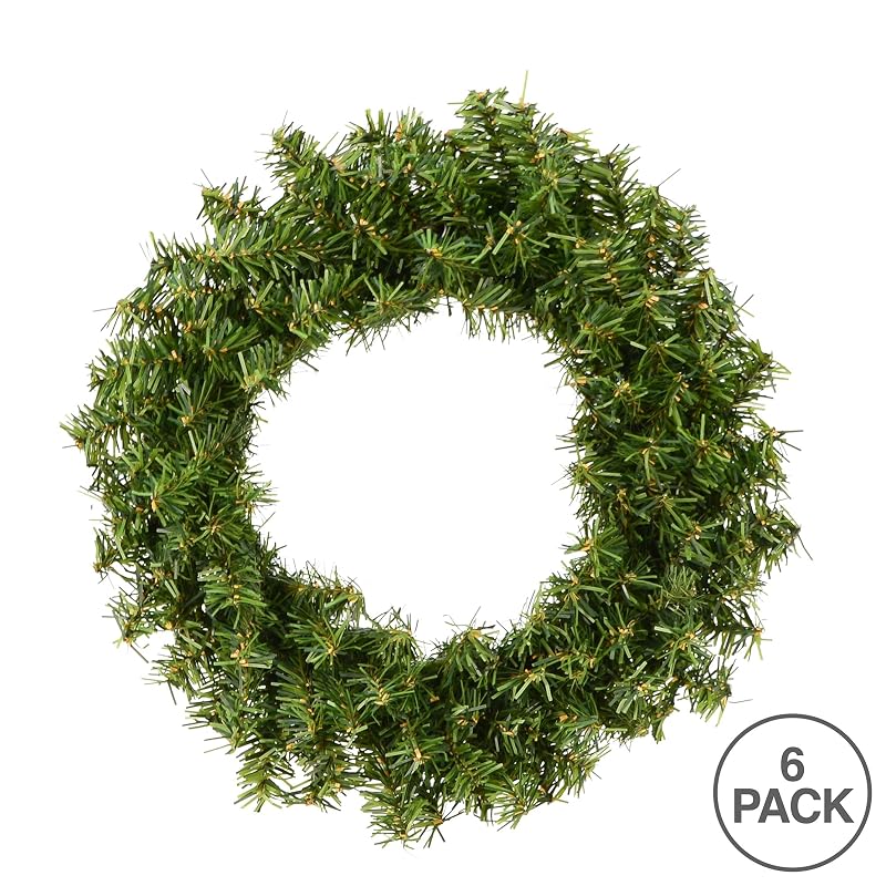 Vickerman 10" Unlit Mini Pine Artificial Christmas Wreath with 90 PVC Tips, Customizable for Holiday Décor, Perfect for Small Areas, 6 Per Pack