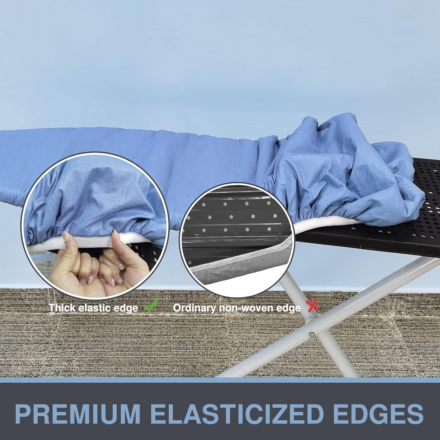 VividPaw Ironing Board Cover - Extra Wide Silicone Coated Pad with Thick Padding | 18" x 49" - Blue