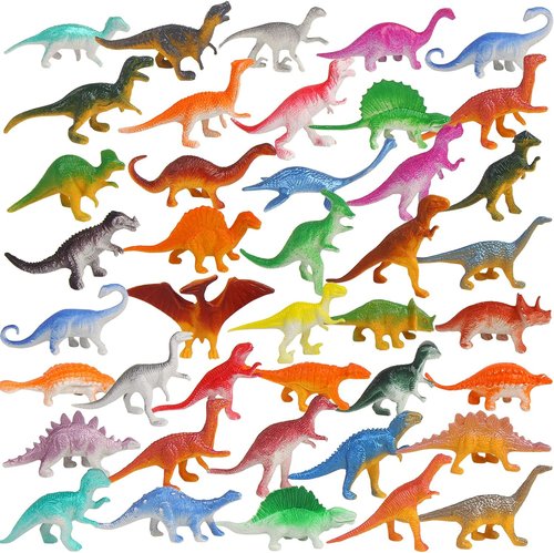 FINGOOO Mini Dinosaur Figures Set - 39 Assorted Vinyl Toys for Dino-Themed Parties & Easter Gifts
