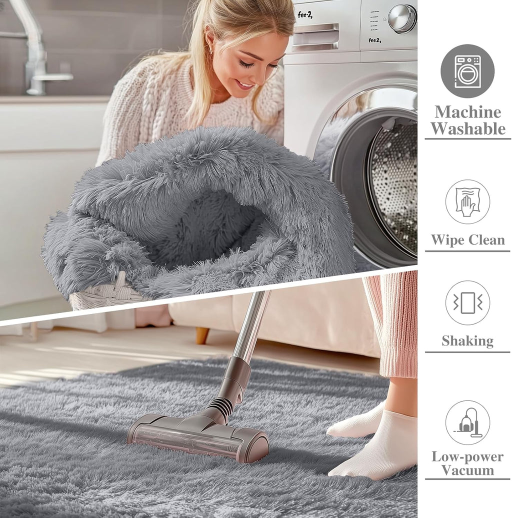 OLANLY Large Area Rug - Soft Fluffy Shaggy Indoor Carpet for Living Room & Bedroom | Light Grey 6x9
