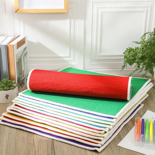 Drydiet 24 Pcs Kids Carpet Square Seats 16 Inch Rainbow Floor Rug Mats Colorful Non Slip Soft Floor Rug Cushions for Classroom School Learning Area Group Activity Home Play Area
