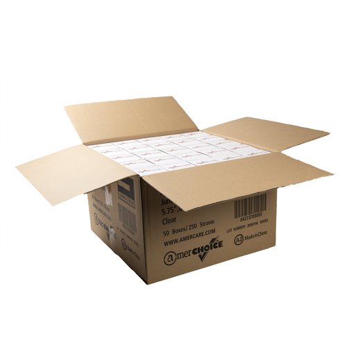 AmerCare 5.75 Inch Jumbo Clear Unwrapped Straws, Case of 12,000
