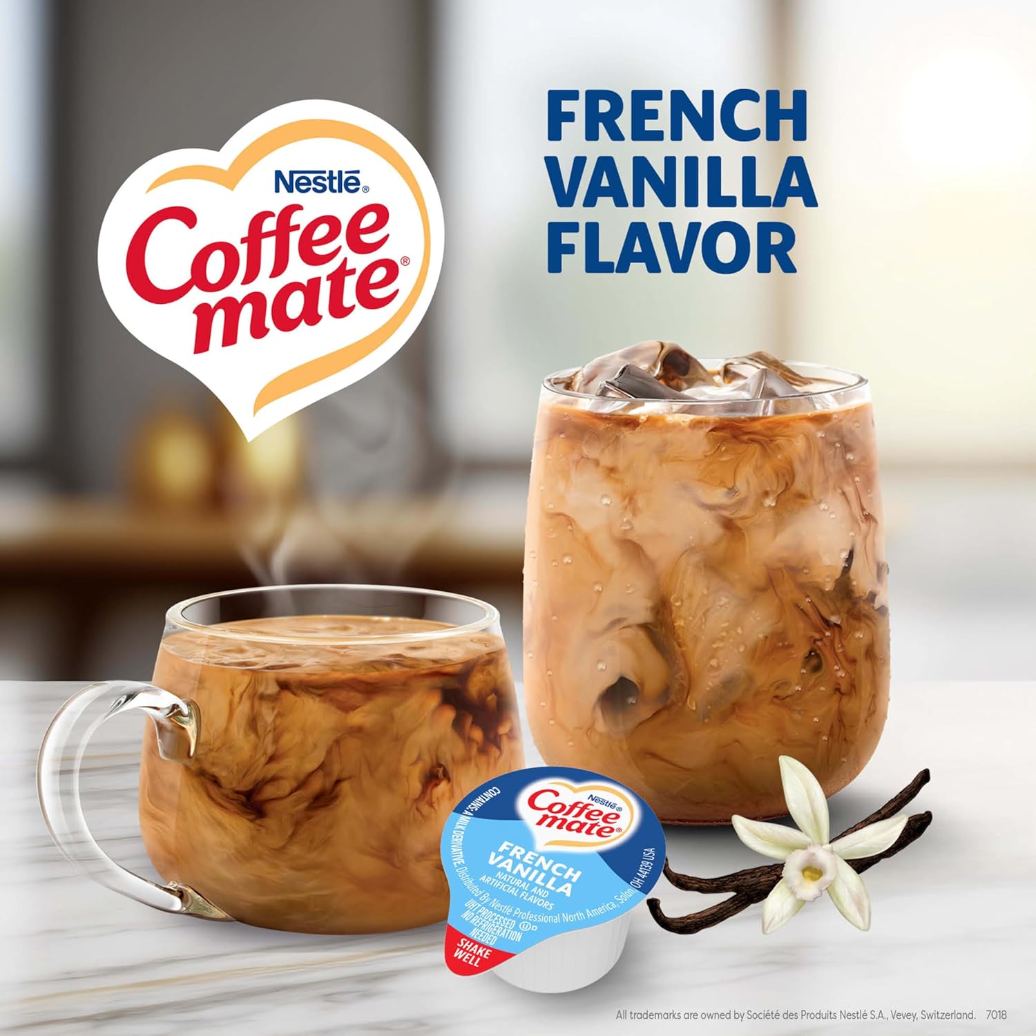 Nestle Coffee Mate French Vanilla Liquid Creamer Singles - Non-Dairy, No Refrigeration, 0.375 fl oz (Pack of 180)