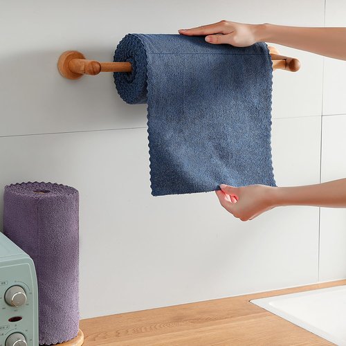 Tigona 80 Pack Microfiber Cleaning Cloth Roll,Lint Free Rags & Tear Away Reusable Towels Washable Scratch,Ultra Absorbent Dish Rags(12" x 12") for Car Kitchen Home Garage-Navy Blue