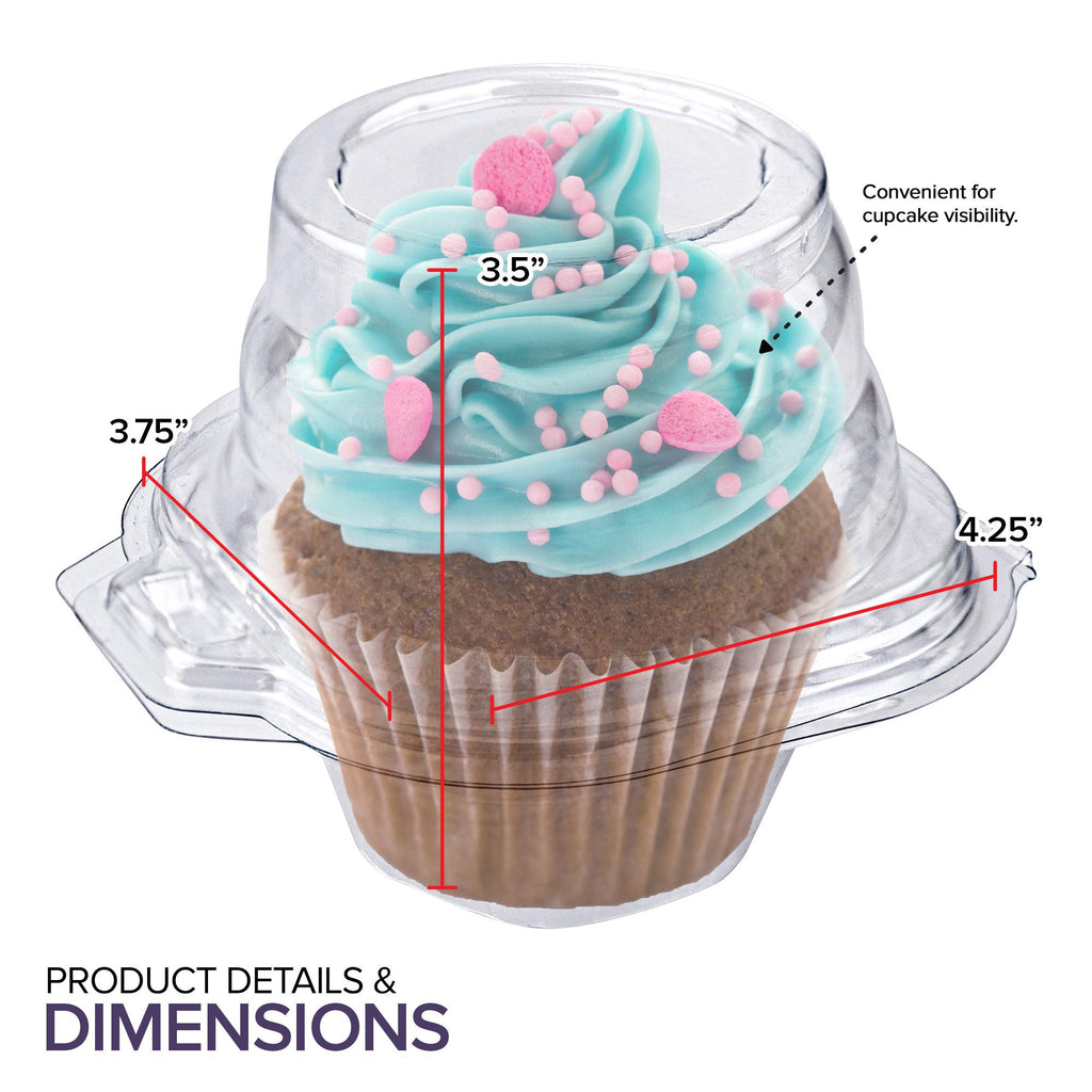 Stock Your Home Individual Plastic Cupcake Containers Disposable with Connected Airtight Dome Lid (200 Count) Clear Single Cupcake Container, BPA Free