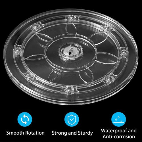 DGTANGYIN 8-Inch Clear Acrylic Lazy Susan Turntable Organizer, 360° Ball Bearing Rotating Tray with Non-Skid Base for Kitchen, Cabinet, Jewelry Display, Decoration, Table Cake Bathrooms TV 1 Pack