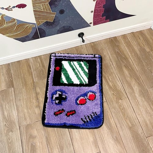 LAKEA Purple Games Console Rug - Cute Tufted Flocking Carpet | Anti-Slip Doormat (23.6" x 15.7")
