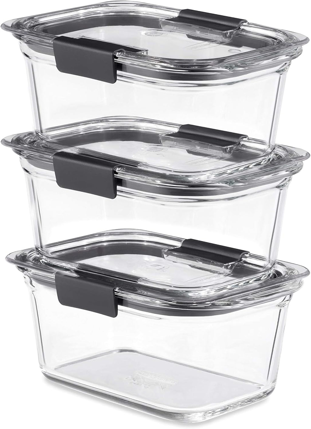 Rubbermaid Brilliance Glass Storage Containers - 4.7-Cup Set of 3 with Lids - Clear Design