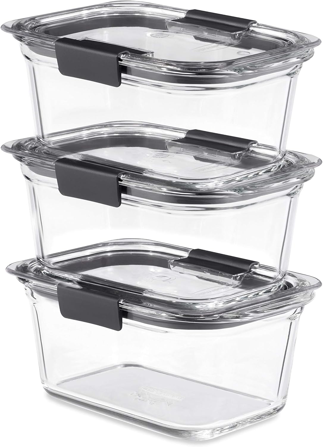 Rubbermaid Brilliance Glass Storage Containers - 4.7-Cup Set of 3 with Lids - Clear Design