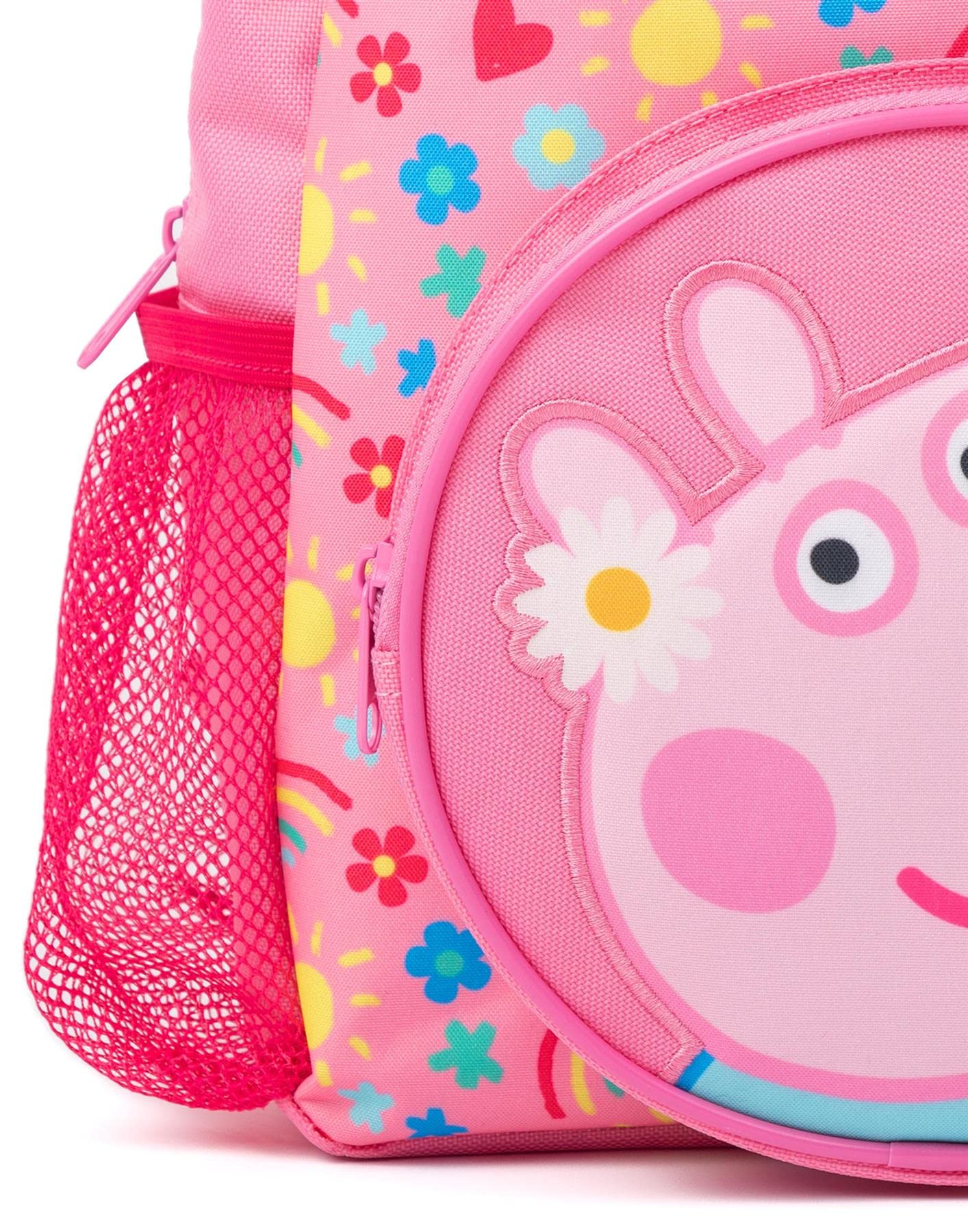 Peppa Pig Girls 4 Piece Backpack Set | Kids Pink Rucksack Bundle with School Bag, Pencil Case, Lunch Bag & Water Bottle