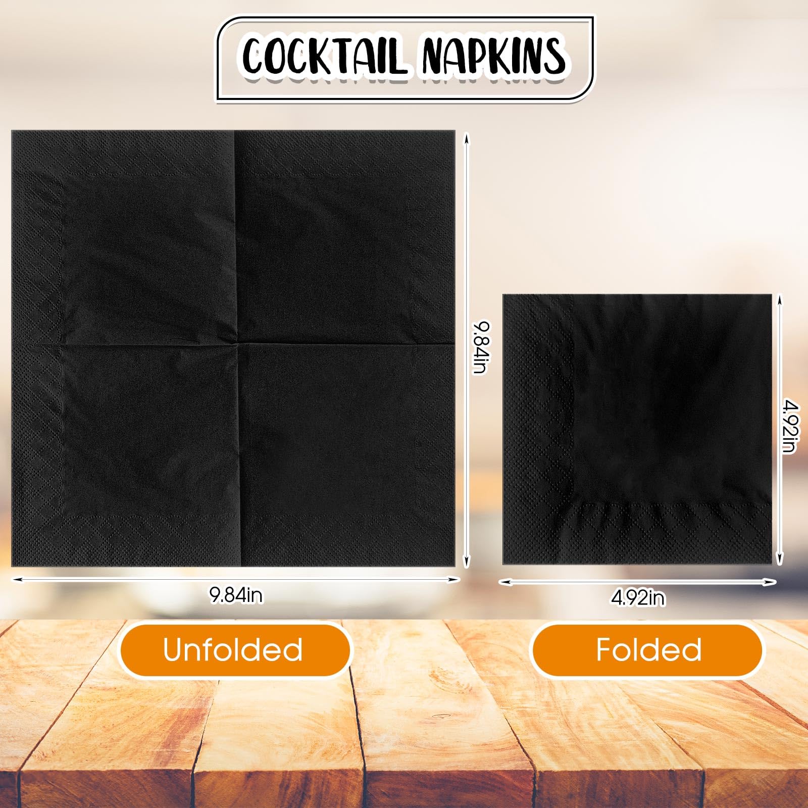 Henoyso Black 2000 Pack Cocktail Napkins Bulk 2 Ply Disposable Dinner Beverage Paper Napkins for Wedding Bar Party Birthday Cocktail Holiday Elegant Restaurant Event(Elegant)