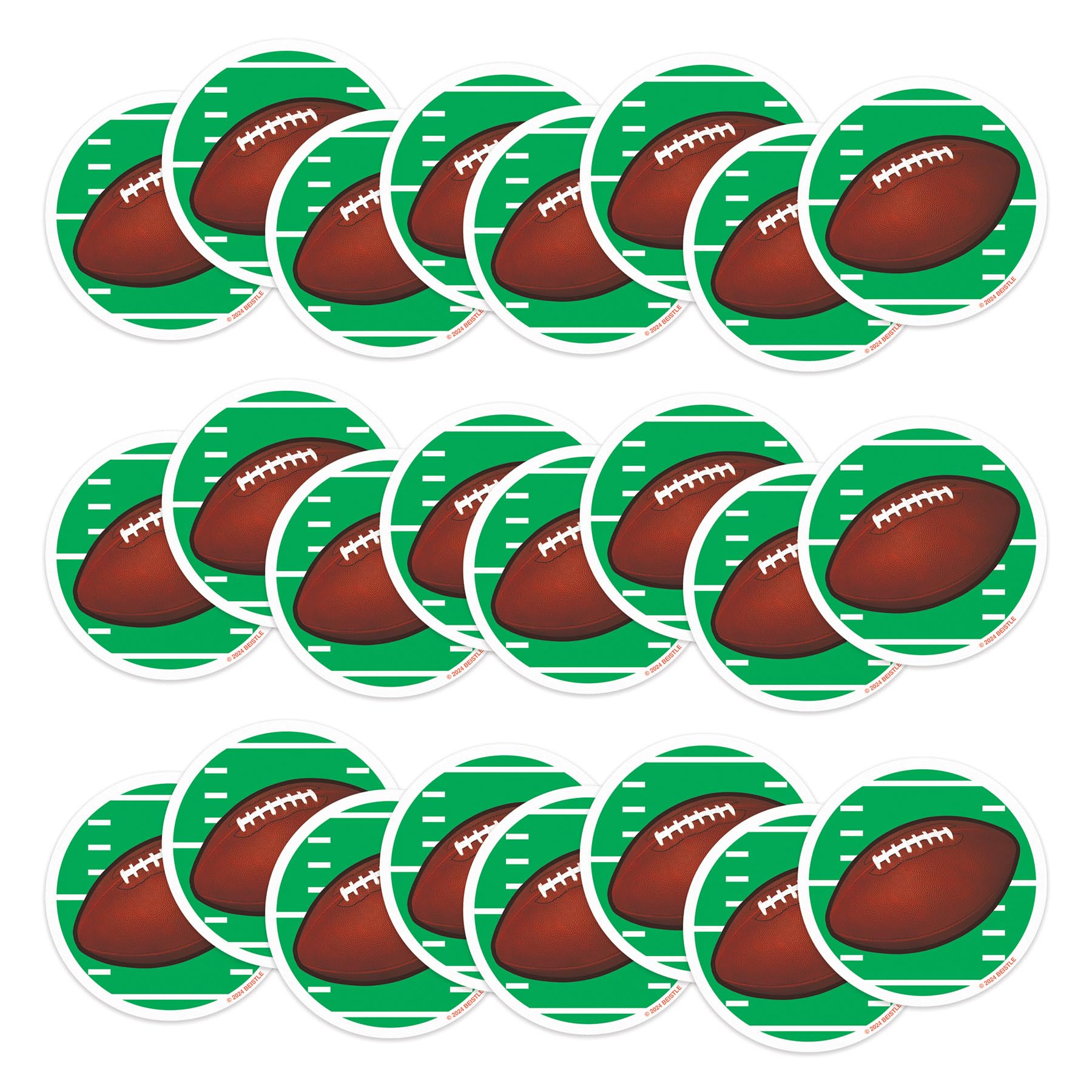 Beistle Football Coasters, Set of 24, Tableware for Game Day Parties, and Tailgating, Drink and Beverage Protectors for Sports-Themed Events