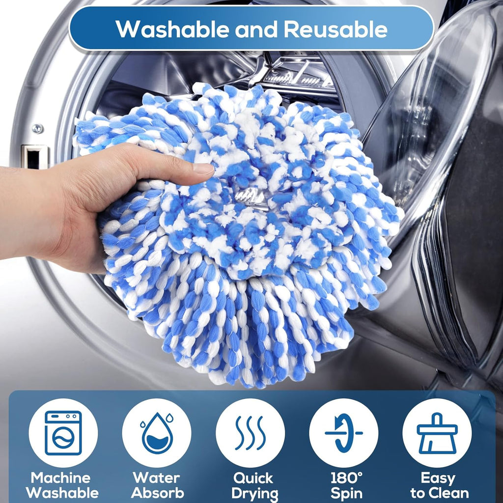 RinseClean 8-Pack Spin Mop Replacement Heads - Blue Microfiber Refills for O-Cedar 2-Tank System