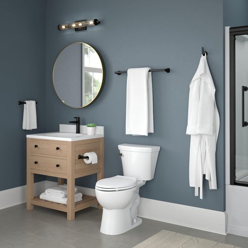 Delta Galeon (1-Pack) 8'' Towel Rack for Bathroom Matte Black Towel Bar for Bathroom Wall Hand Towel Holder Rod Wall Mounted Kitchen Towel Holder 77208-BL