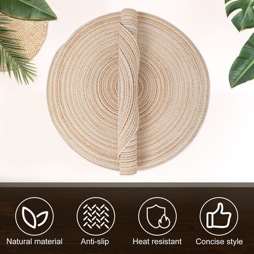 Buryeah 96 Pieces 13 Inch Christmas Round Placemats Circle Woven Place Mats Boho Decor Dining Table Mats Table Scape Hosting Friends for Wedding Birthday Dinner Parties (Beige)