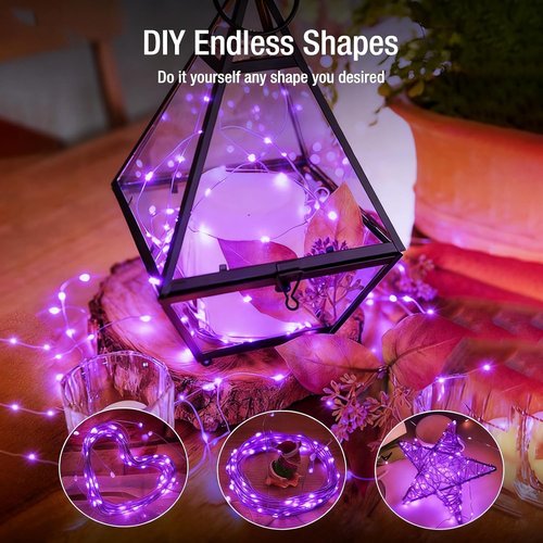 Fairy Lights 12 Pack - 7ft 20 LED Battery Operated Twinkle Lights | Waterproof Purple for Halloween & Holiday Decor