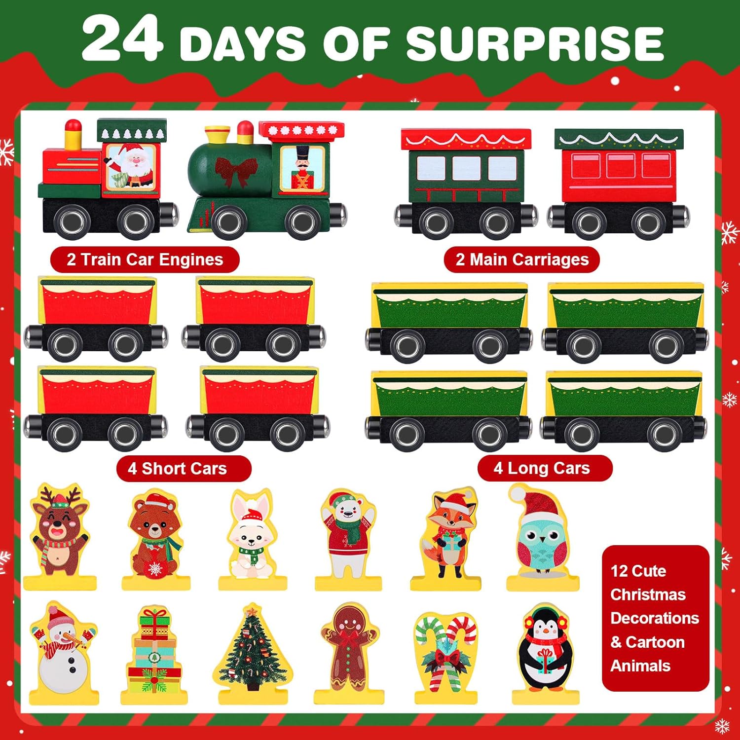 Magnetic Wooden Animal Train Set by Toddler | 24-Day Christmas Advent Calendar for Kids