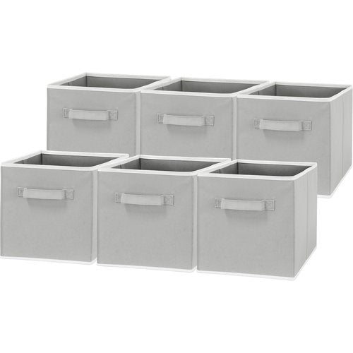 Simple Houseware Foldable Cube Storage Bins, 11-Inch Gray, 6-Pack Fabric Cubes Organizer for Closet or Shelves