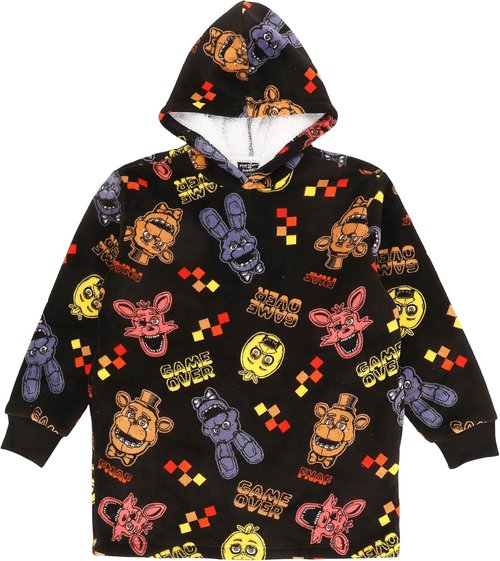 Five Nights At Freddy's Hoodie Blanket - Game Over All-Over Print | Black Sherpa Lined for Kids