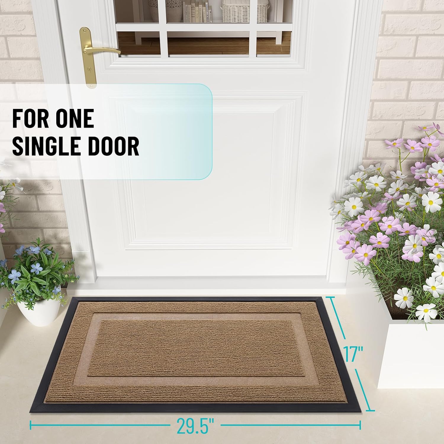 OLANLY Indoor Outdoor Front Door Mat - Waterproof All-Season Doormat, Sturdy Rubber, 29.5x17, Light Brown