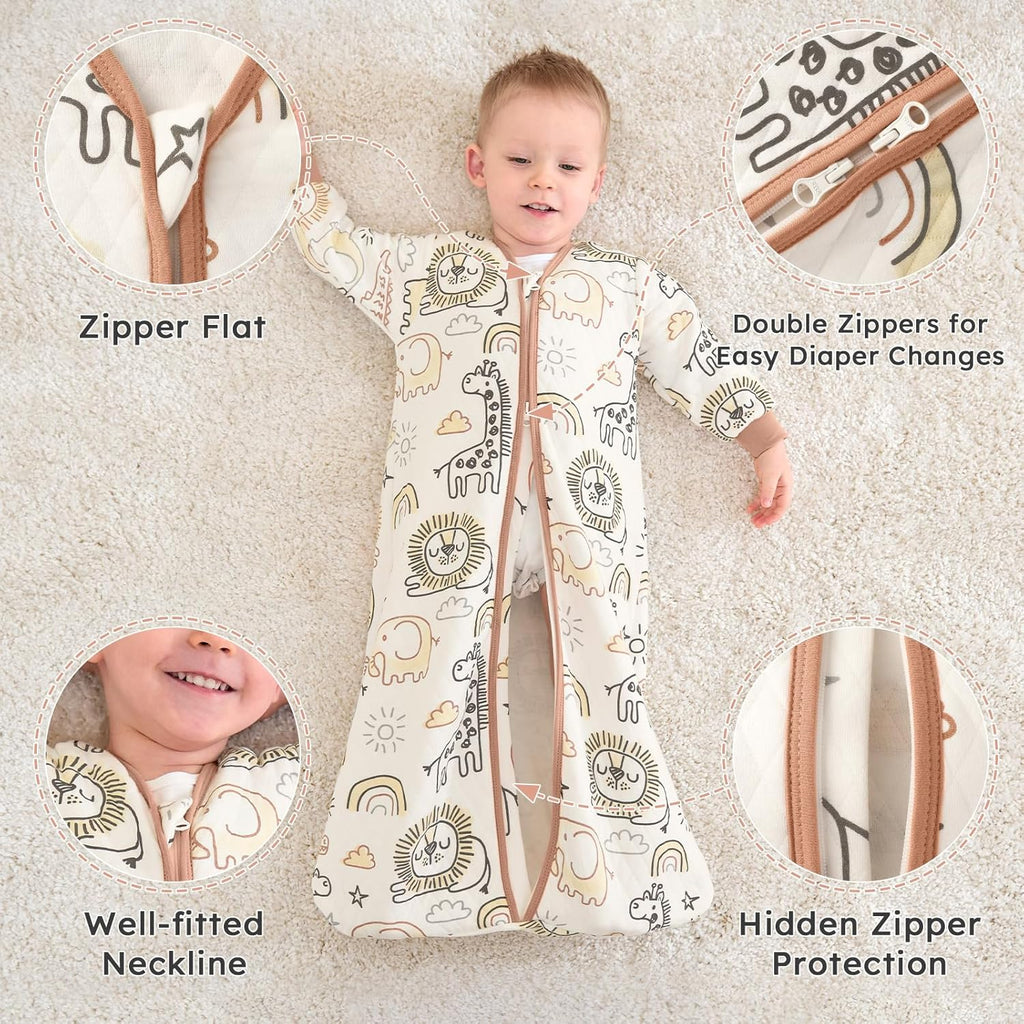 Yoofoss Baby Sleep Sack - Organic Cotton Wearable Blanket for Infants | 6-12 Months, 1.0 Tog, Long Sleeve