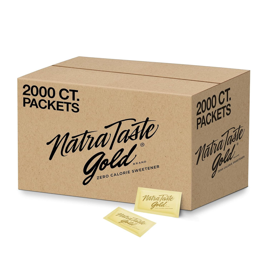 NatraTaste Gold Zero Calorie Sucralose Sweetener Packets - 2000 Count | Gluten-Free, Vegan Sugar Substitute for Drinks and Baking