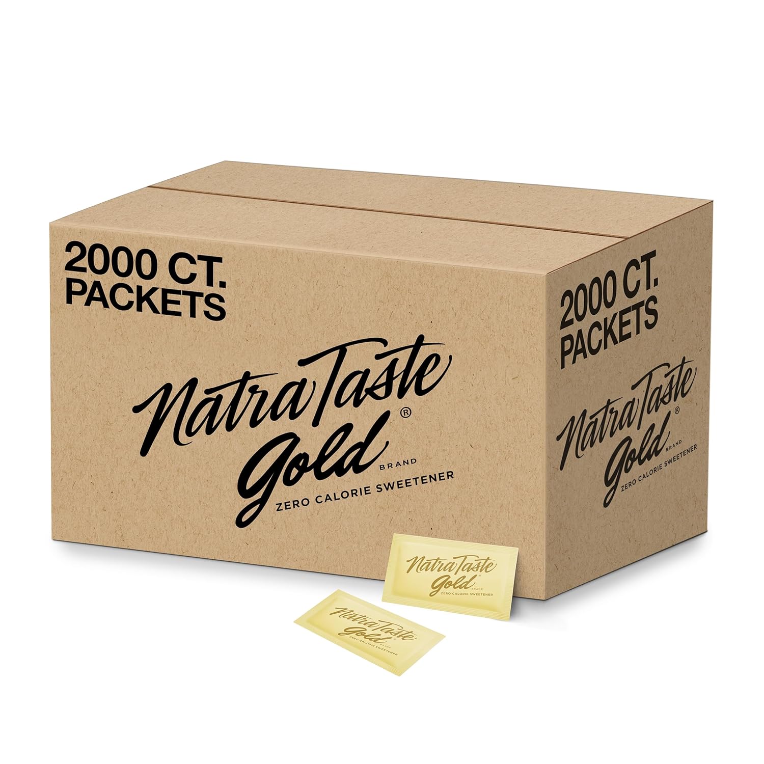 NatraTaste Gold Zero Calorie Sucralose Sweetener Packets - 2000 Count | Gluten-Free, Vegan Sugar Substitute for Drinks and Baking