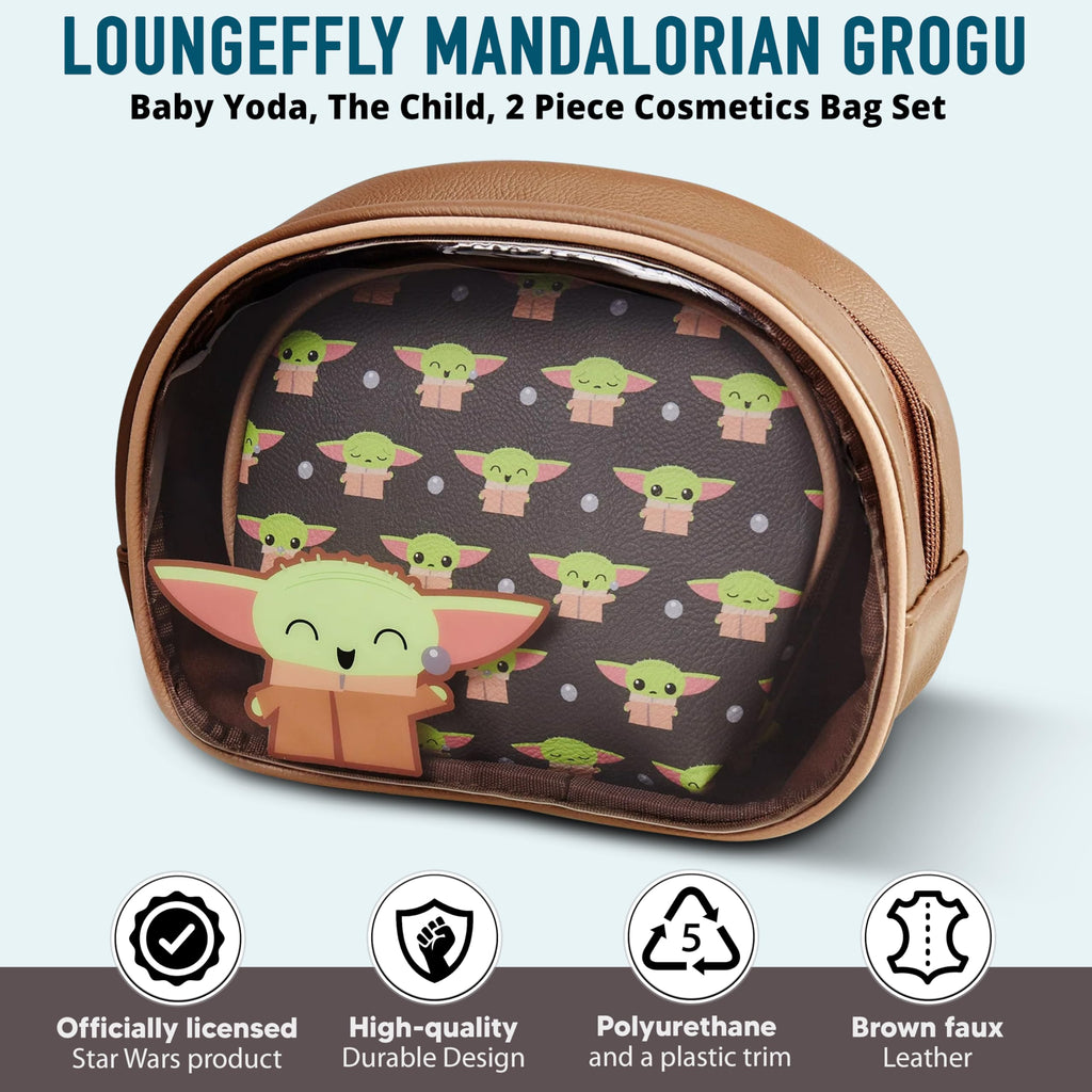 Loungefly Mandalorian Baby Yoda Grogu The Child 2 Piece Cosmetics Bag Set