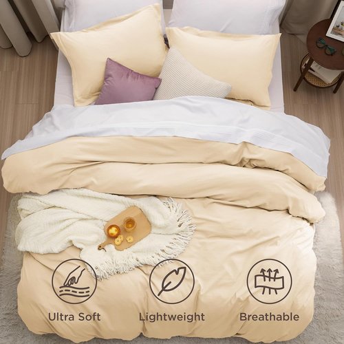 Bedsure Duvet Cover Set - Extra Soft Prewashed Queen Size Bedding, 3 Pieces with Zipper Closure & 2 Pillow Shams