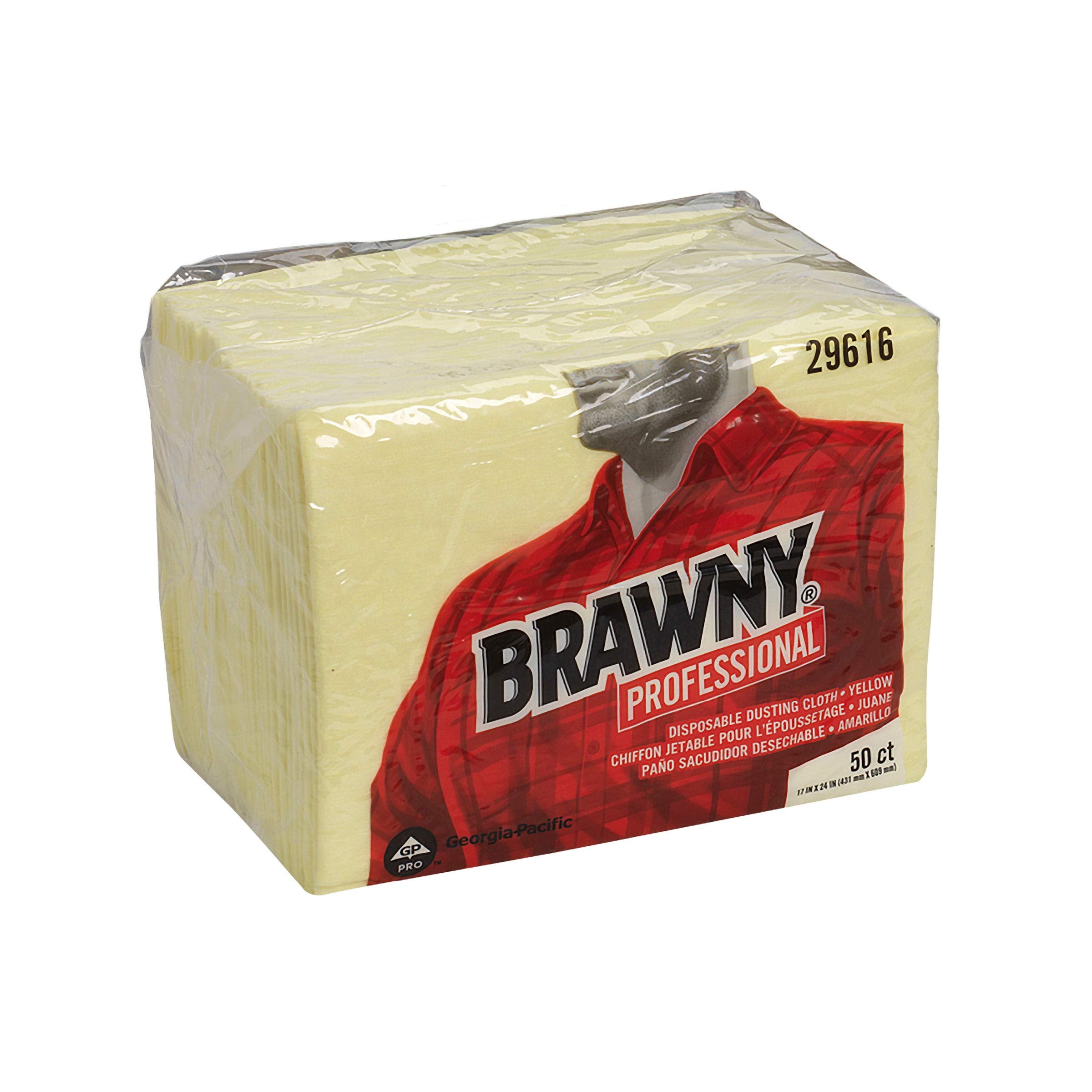 Georgia-Pacific Brawny Yellow 1/8 Fold Disposable Dusting Cloth by GP PRO, 24" Length x 17" Width, 29616 (Case of 4 Packs, 50 Cloths per Pack)