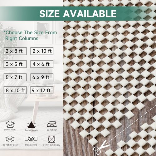 BALEINE Non-Slip Rug Pad - Extra Thick Gripper for Hardwood Floors | 8'x10' Carpet Mat
