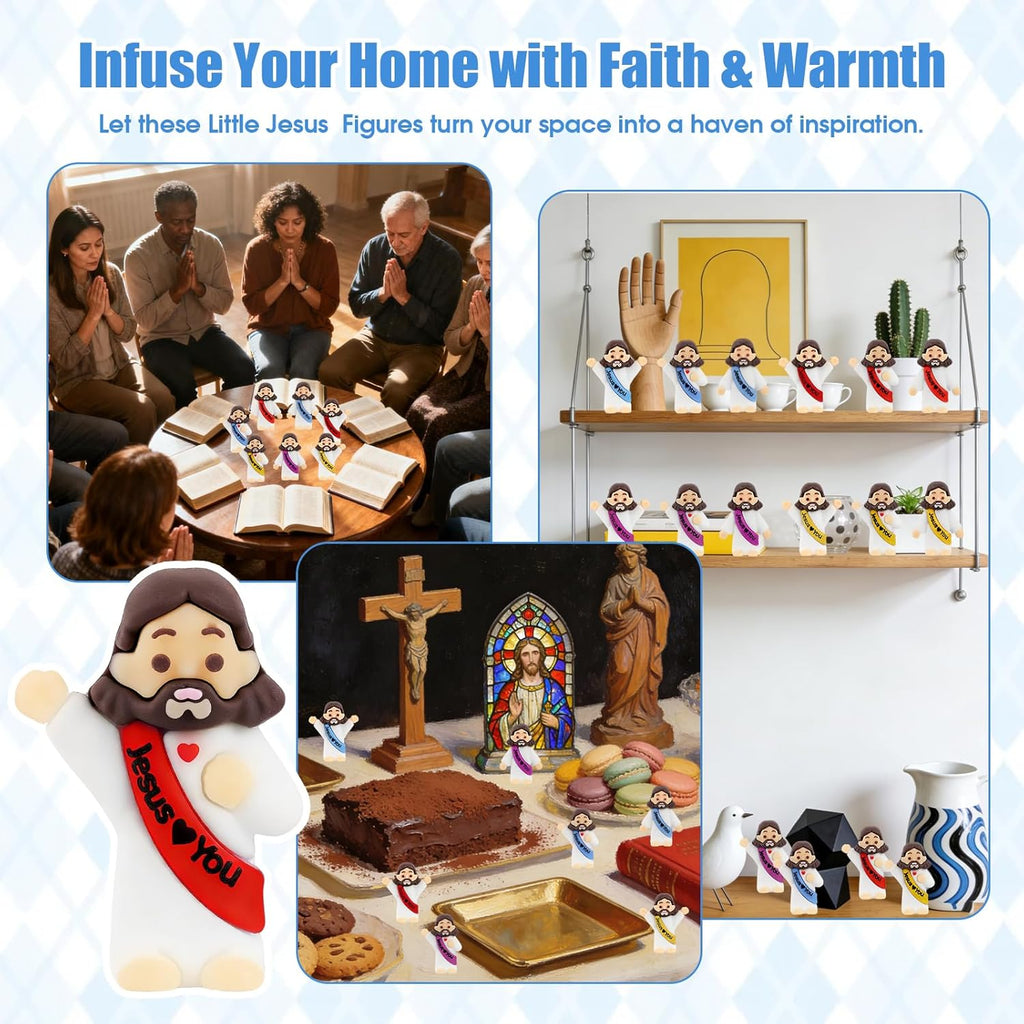Mini Jesus Figurines by [Brand Name] - 40 Pcs Bulk Set for Easter Egg Stuffers & Religious Gifts | 4 Colors & 3 Poses