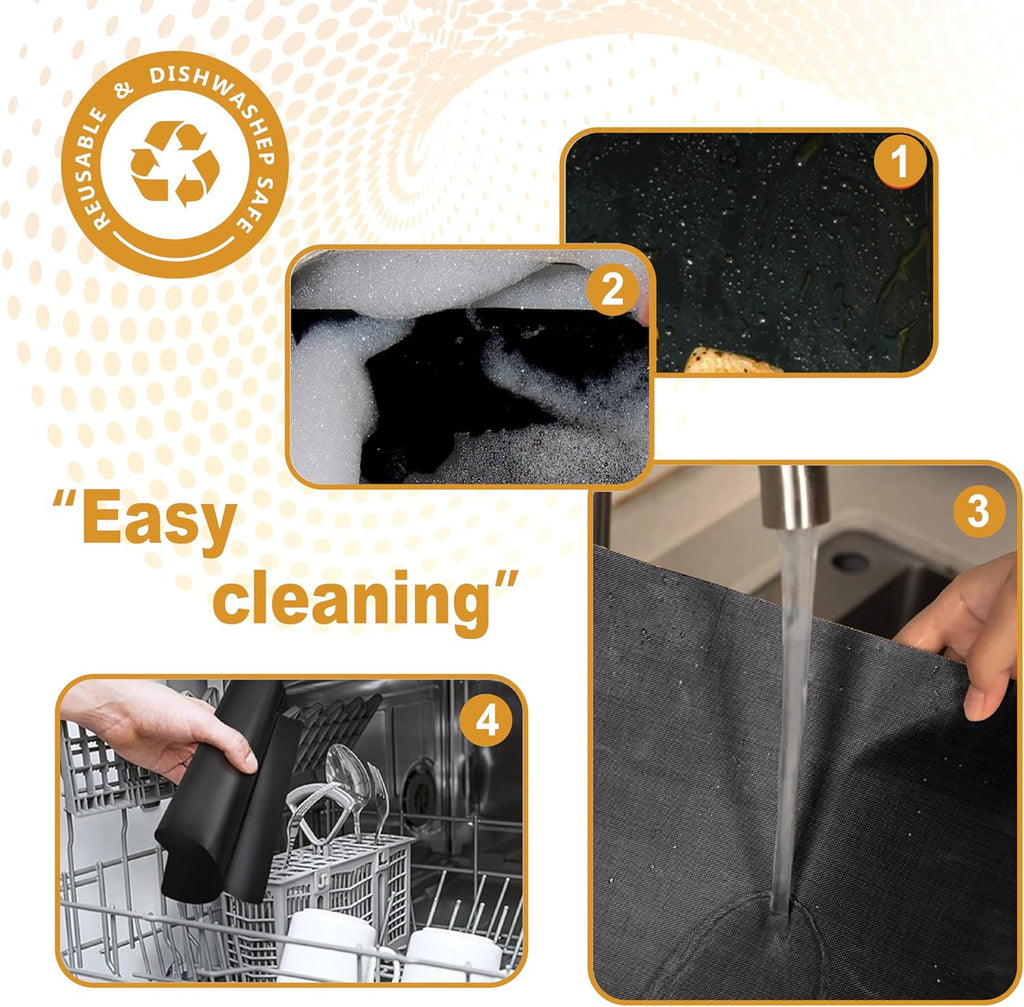 Skiennix Non-Stick Oven Liners - Heavy Duty Reusable Teflon Baking Mat for Electric & Gas Ovens | Large Size