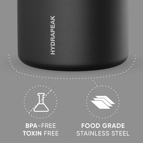 Hydrapeak 25oz Vacuum Insulated Food Jar - Leak-Proof Wide Mouth Soup Container for Hot & Cold Meals (Black)