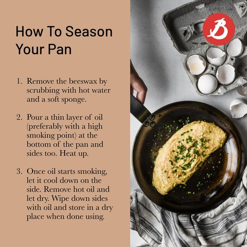 de Buyer MINERAL B Carbon Steel Fry Pan - 8” Diameter, 5.5” Cooking Surface - Ideal for Searing, Sauteing & Reheating - Naturally Non-Stick Finish - Made in France