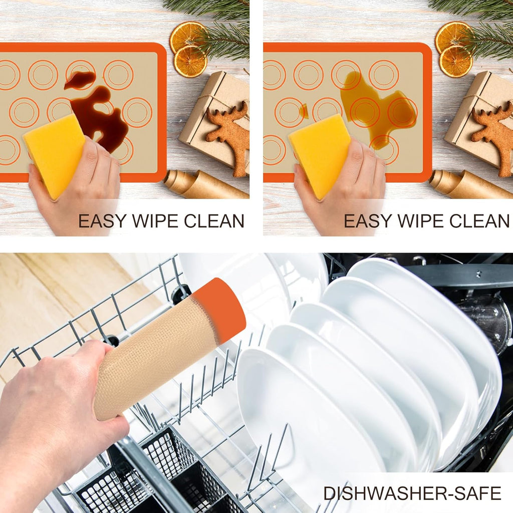Silicone Baking Mat Set - Non-Stick, Food Safe Reusable Mats for Cookies & Bread | Oven Safe