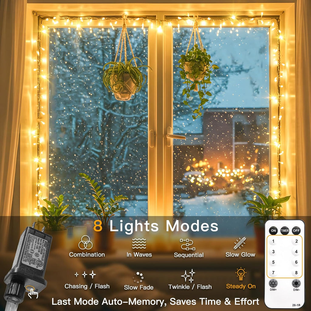 Suddus Indoor String Lights - 33ft 100 LED Warm White Fairy Lights with Remote & Timer for Home Decor