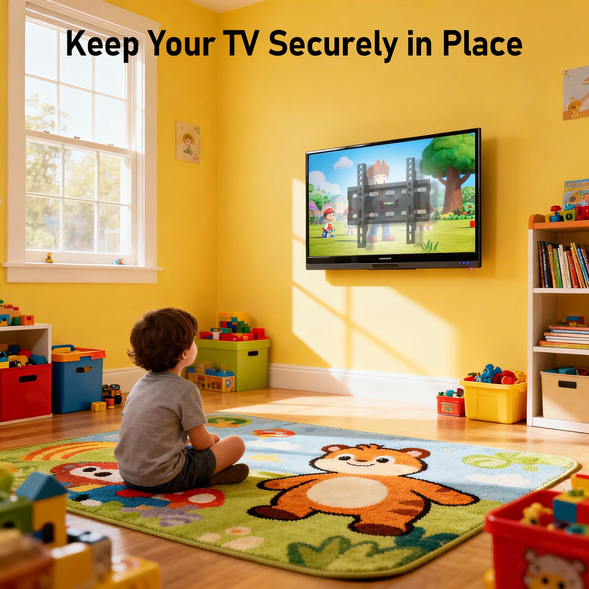 Alrhipvm Fixed TV Monitor Wall Mount for 12-43 Inches LED LCD TVs, Low Profile Small TV Mount, Flush Mount Flat Wall Bracket, Max VESA 200x200mm, Max Load 55lbs