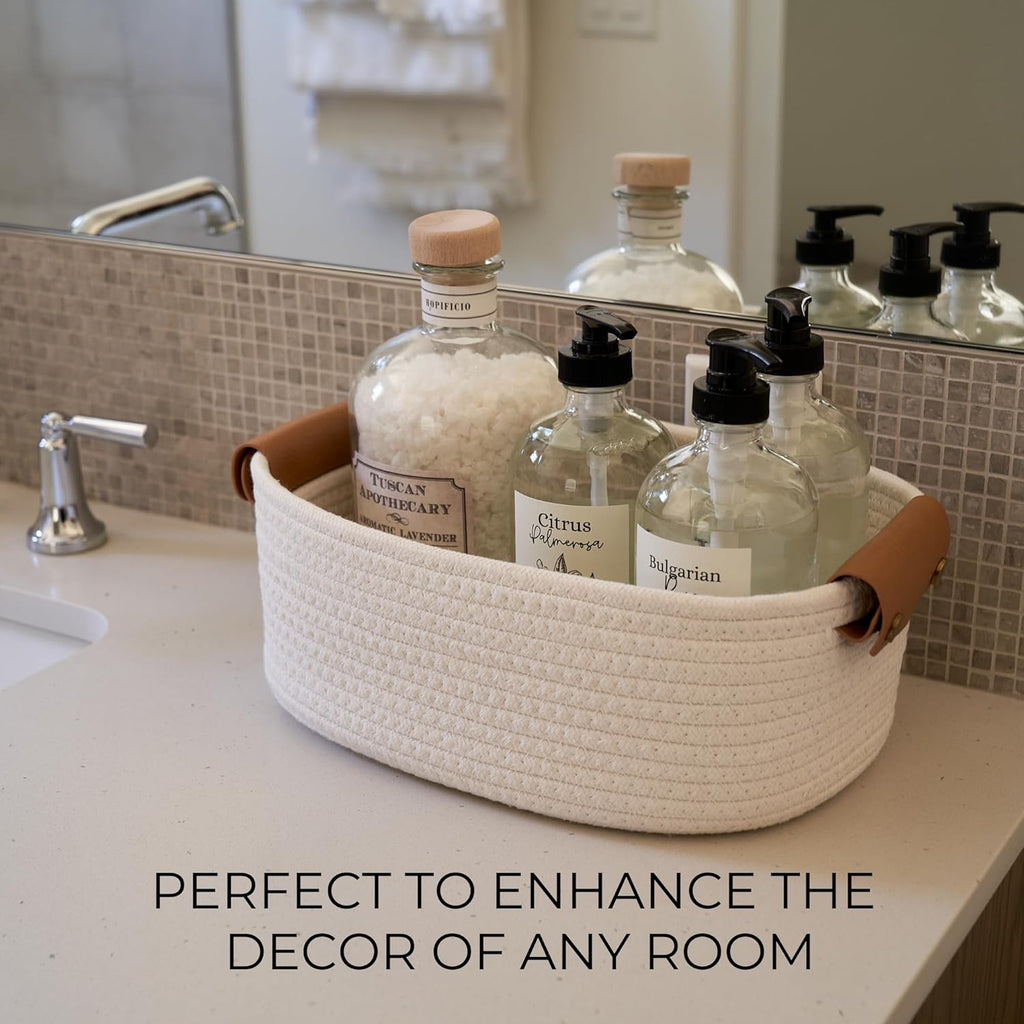 Skiennix Beautiful Storage Basket Set of 5 - Sturdy Cotton Rope Baskets for Home Organization | Perfect for Nursery & Bedroom Decor