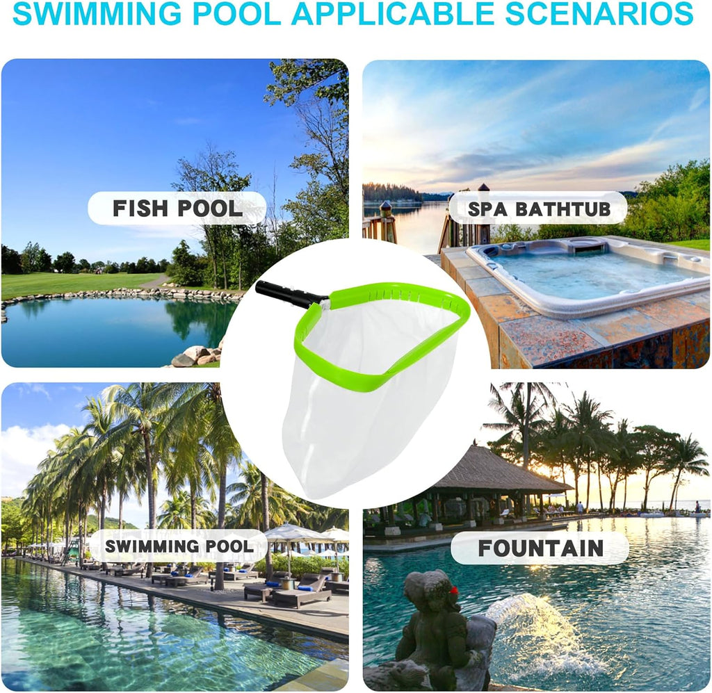 Skiennix Ultra Fine Mesh Pool Leaf Skimmer Net - Heavy Duty Aluminum Frame & Deep Bag for Debris Cleaning