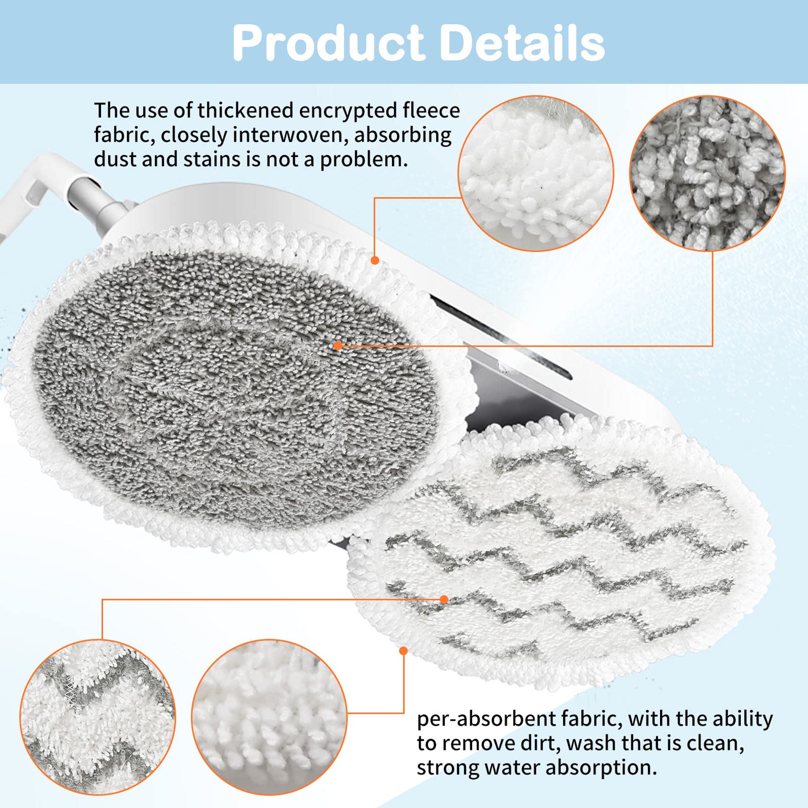 10 Pack Upgraded S7001 Pads Replacement Steam Mop Pads for Shark S7001 S8201 S7201 S7000 S7000AMZ S8001 S7005 S7020 Series Steam Mop Pads,Steam & Scrub All-in-One Scrubbing Mop Pads,Part #: XKITP7000